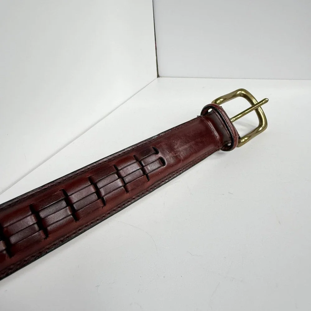 Leather Belt Mens 32 Brown Oil Tan Cowhide Braided Western Classic minimalist